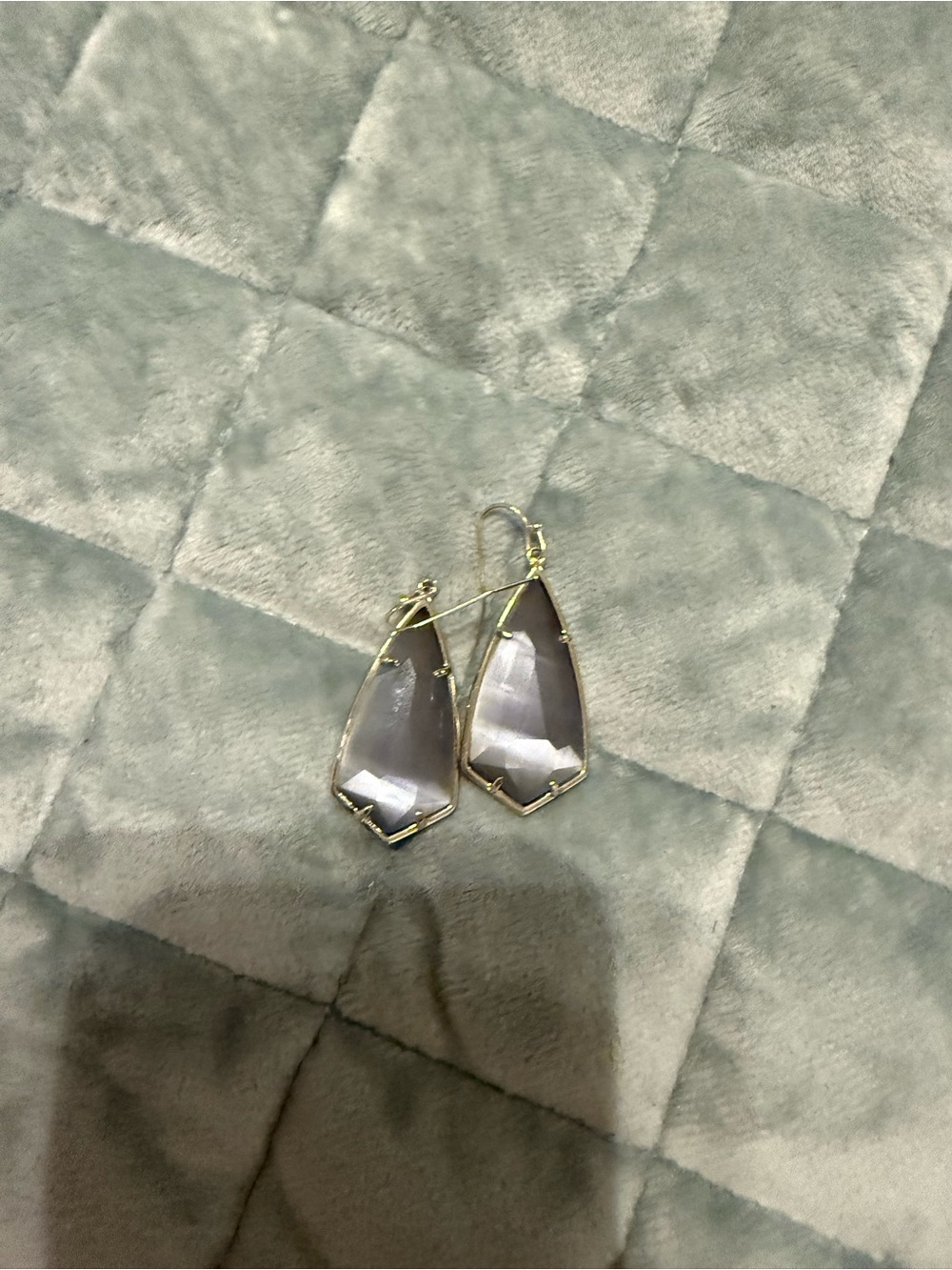 Kendra Scott Faceted slate gray Teardrop Earrings with Gold Trim